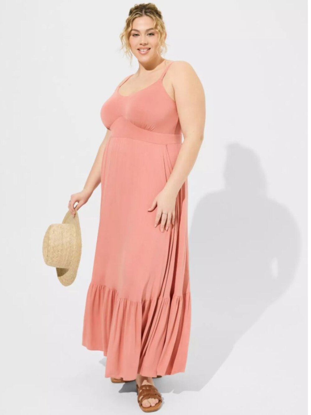 NWT Torrid Pink Super Soft Tiered Maxi Dress, size 1X 14-16